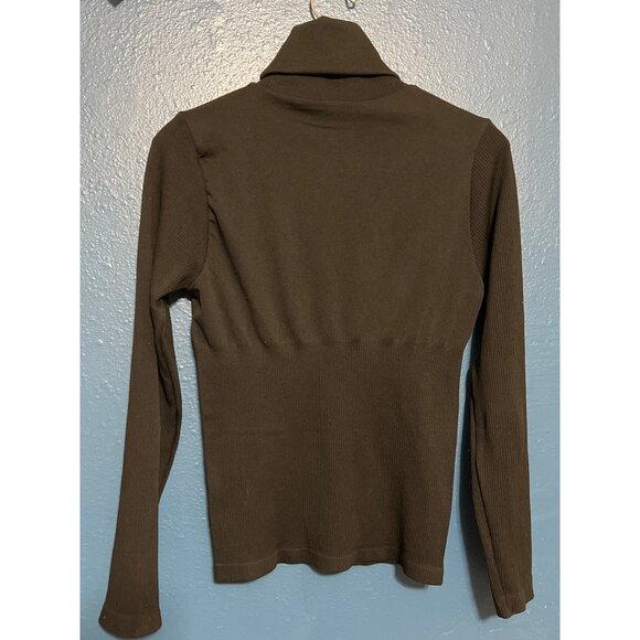 Fitted Cotton Candy Black Ribbed Turtleneck Sweater L - Picture 2 of 4